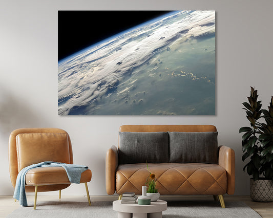 Earth's Horizon Canvas Wall Art Galaxy Art Print