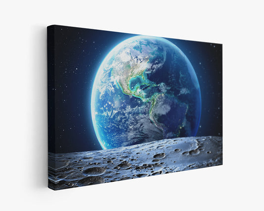 Earth from Moon Canvas Wall Art