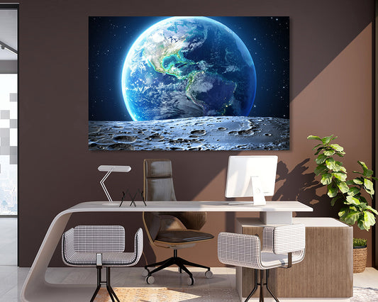 Earth from Moon Canvas Wall Art
