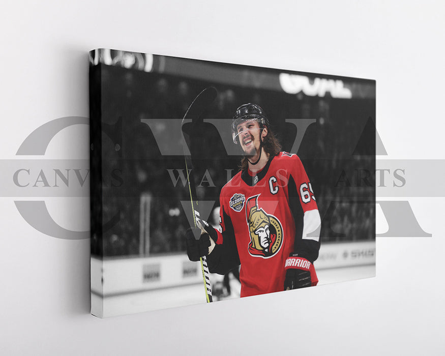 Erik Karlsson Black & White Canvas Art Ice hockey Canvas Wall Art