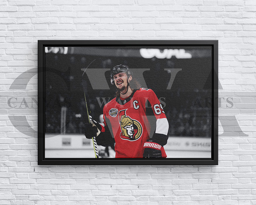 Erik Karlsson Black & White Canvas Art Ice hockey Canvas Wall Art