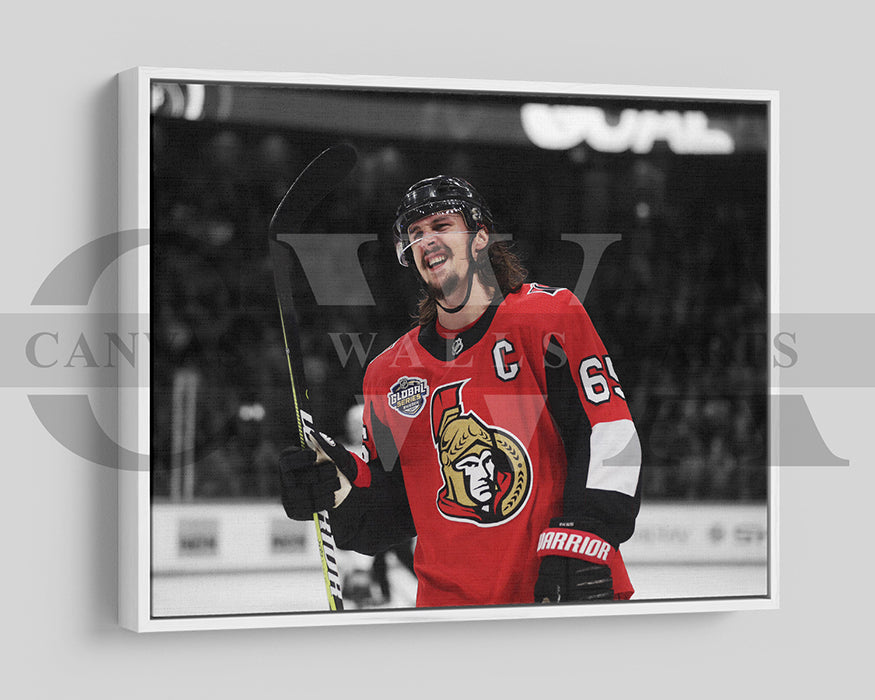 Erik Karlsson Black & White Canvas Art Ice hockey Canvas Wall Art