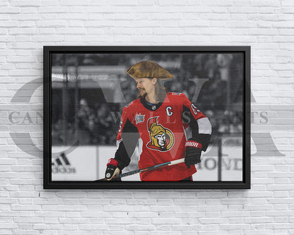 Erik Karlsson Black & White Canvas Art Ice hockey Canvas Wall Art
