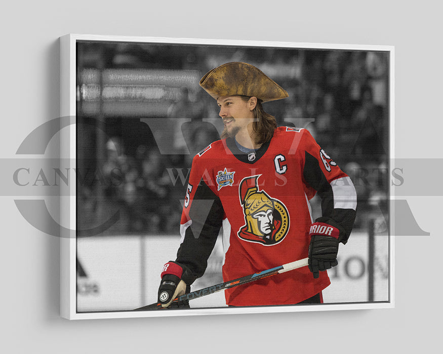 Erik Karlsson Black & White Canvas Art Ice hockey Canvas Wall Art