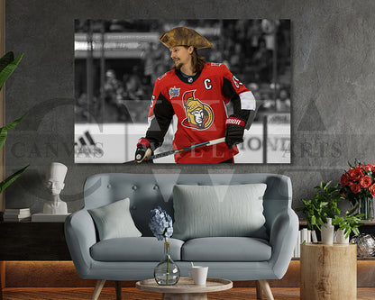 Erik Karlsson Black & White Canvas Art Ice hockey Canvas Wall Art
