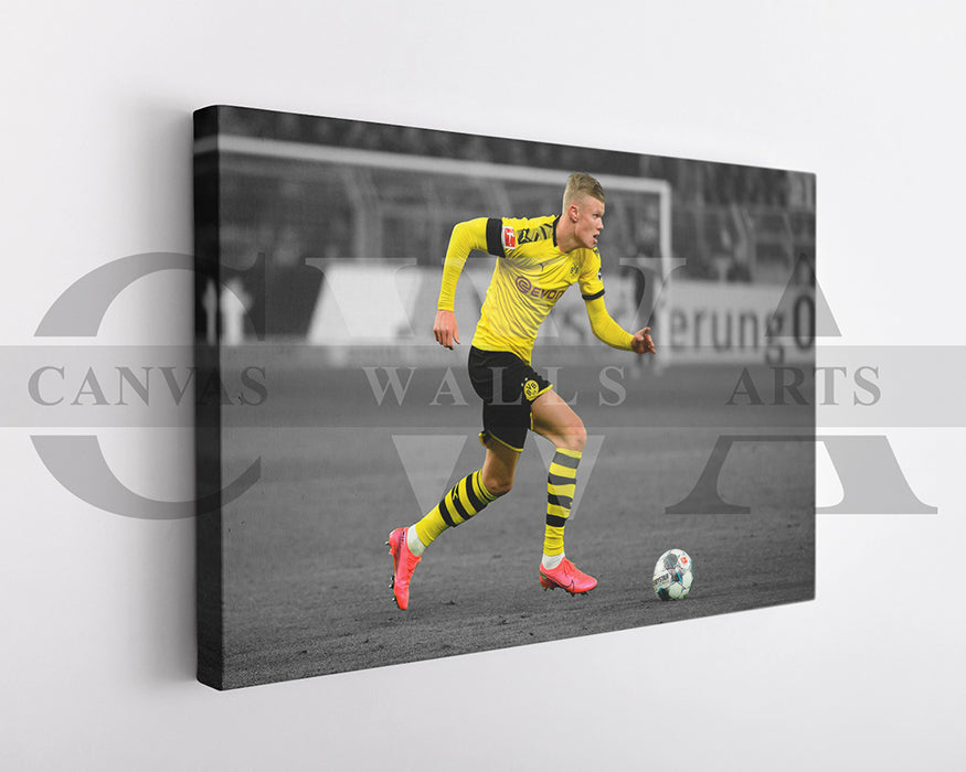 Erling Haaland Black & White Canvas Art Soccer Canvas Wall Art