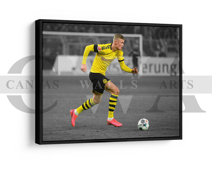 Erling Haaland Black & White Canvas Art Soccer Canvas Wall Art