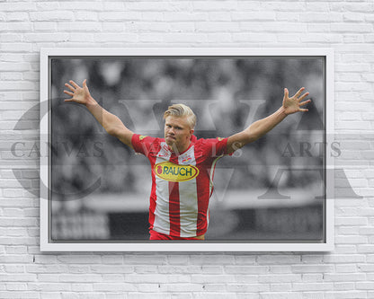 Erling Haaland Black & White Canvas Art Soccer Canvas Wall Art