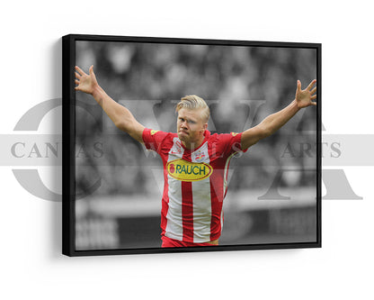 Erling Haaland Black & White Canvas Art Soccer Canvas Wall Art