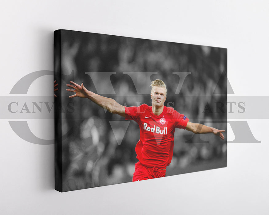 Erling Haaland Black & White Canvas Art Soccer Canvas Wall Art