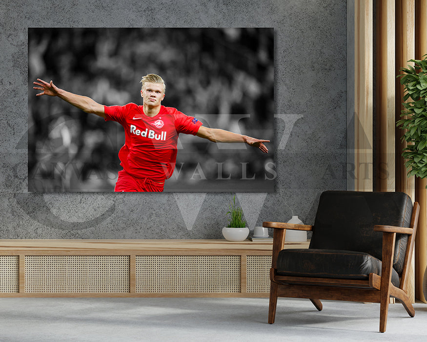 Erling Haaland Black & White Canvas Art Soccer Canvas Wall Art