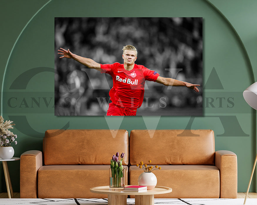 Erling Haaland Black & White Canvas Art Soccer Canvas Wall Art