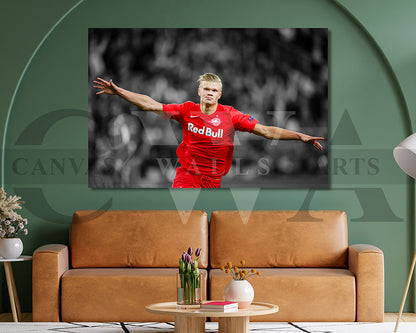 Erling Haaland Black & White Canvas Art Soccer Canvas Wall Art