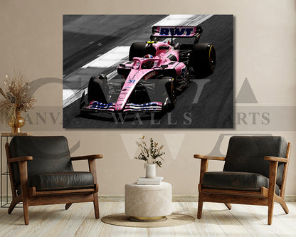 Esteban Ocon Black & White Canvas Art F1 Canvas Wall Art
