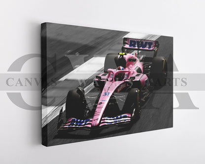 Esteban Ocon Black & White Canvas Art F1 Canvas Wall Art