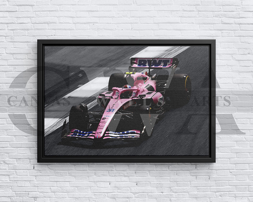 Esteban Ocon Black & White Canvas Art F1 Canvas Wall Art