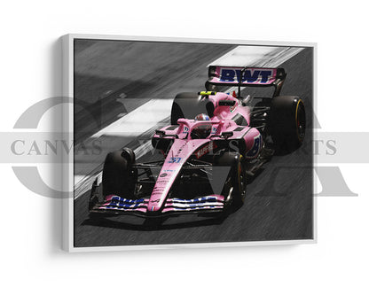 Esteban Ocon Black & White Canvas Art F1 Canvas Wall Art