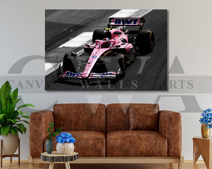 Esteban Ocon Black & White Canvas Art F1 Canvas Wall Art