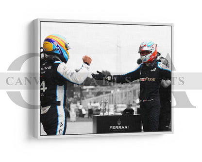 Esteban Ocon Black & White Canvas Art F1 Canvas Wall Art