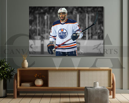 Evander Kane Black & White Canvas Art Ice hockey Canvas Wall Art