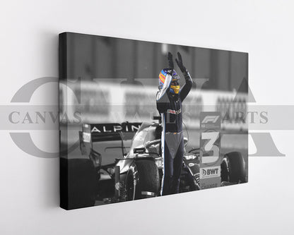 Fernando Alonso Black & White Canvas Art F1 Canvas Wall Art