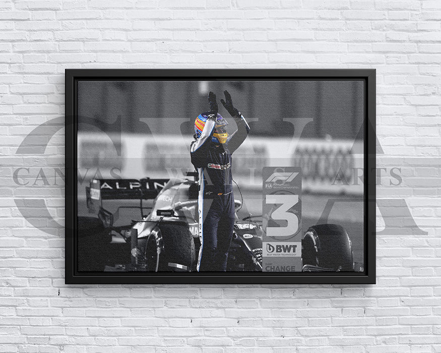 Fernando Alonso Black & White Canvas Art F1 Canvas Wall Art