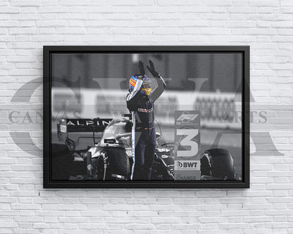 Fernando Alonso Black & White Canvas Art F1 Canvas Wall Art