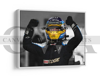 Fernando Alonso Black & White Canvas Art F1 Canvas Wall Art