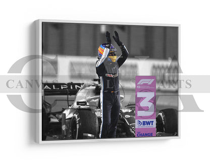 Fernando Alonso Black & White Canvas Art F1 Canvas Wall Art