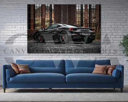 Ferrari 488 GTB Canvas Wall Art Sports Car Poster Frame