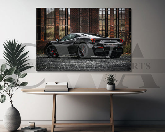 Ferrari 488 GTB Canvas Wall Art Sports Car Poster Frame