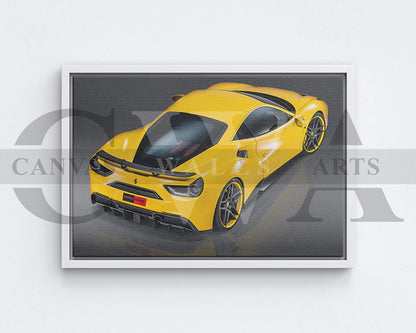 Ferrari 488 GTB Canvas Wall Art Sports Car Poster Print
