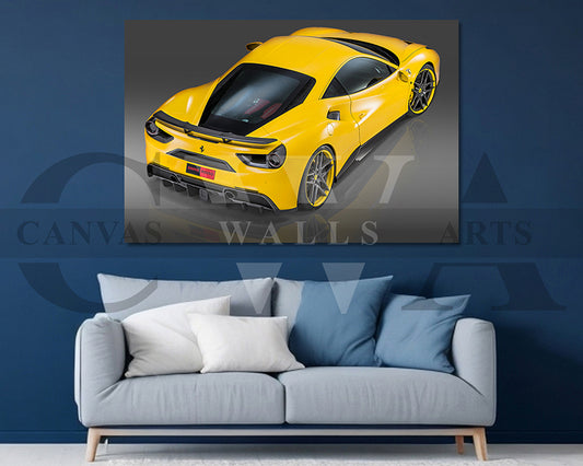 Ferrari 488 GTB Canvas Wall Art Sports Car Poster Print
