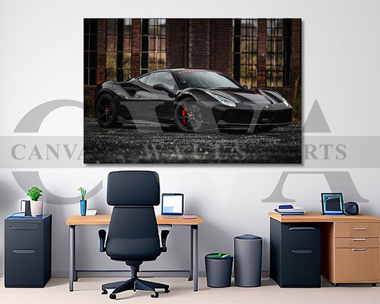 Ferrari 488 GTB Canvas Wall Art Sports Car Poster Prints