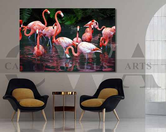 Flamingo Canvas Wall Art Bird Poster Print