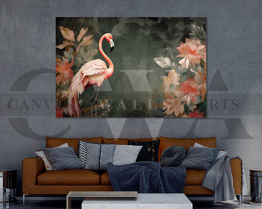 Flamingo Canvas Wall Art Bird Poster Print