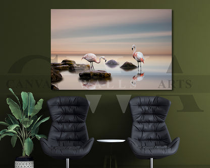 Flamingo Canvas Painting Bird Poster Print