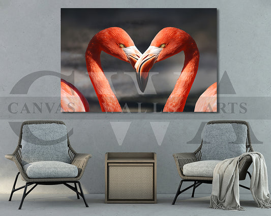 Flamingo Canvas Wall Art Romantic Painting for Bedroom Bird Poster Print
