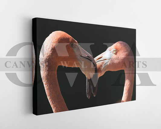 Flamingo Kissing Canvas Wall Art Bird Poster Print