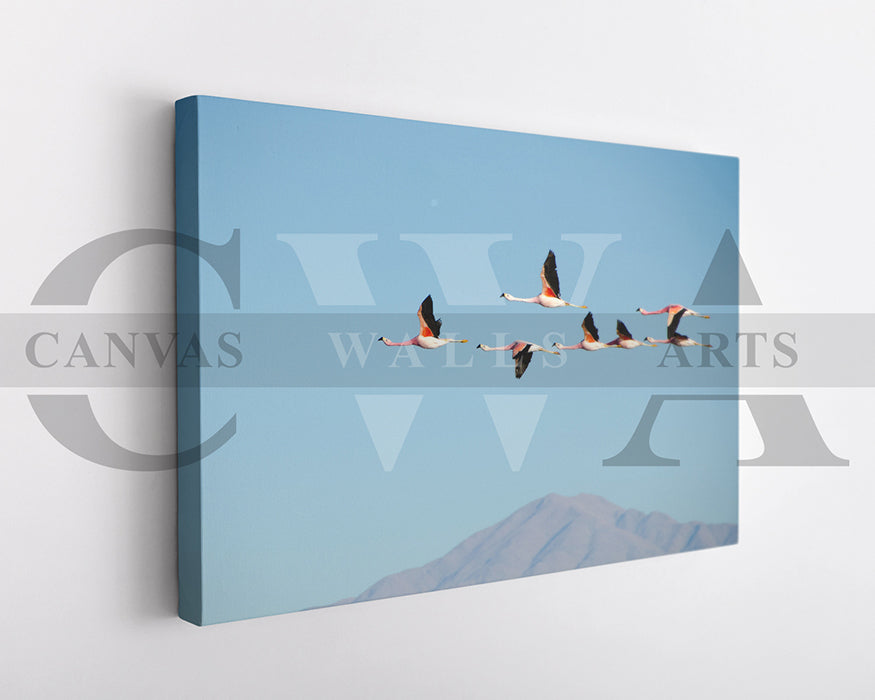 Flying Flamingo Canvas Painting Bird Poster Print