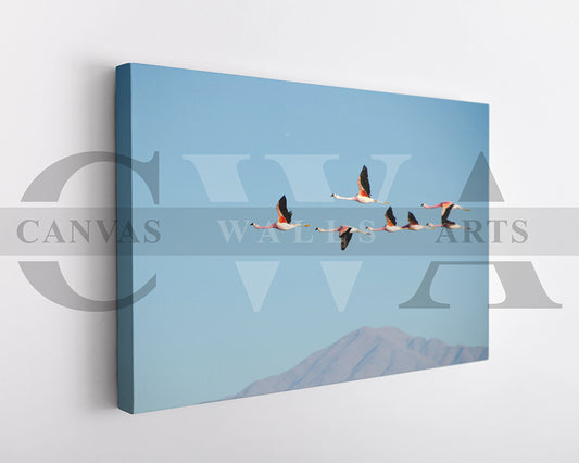 Flying Flamingo Canvas Painting Bird Poster Print