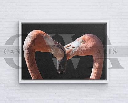Flamingo Kissing Canvas Wall Art Bird Poster Print