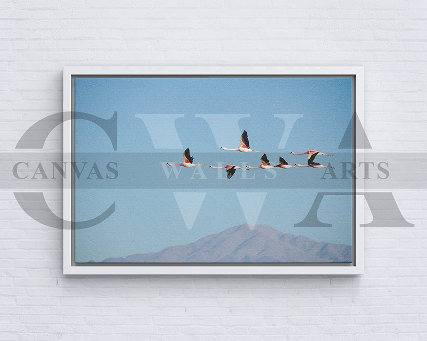 Flying Flamingo Canvas Painting Bird Poster Print