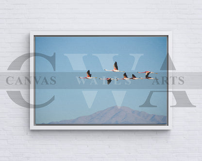 Flying Flamingo Canvas Painting Bird Poster Print