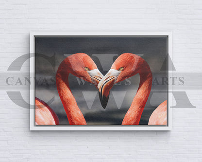 Flamingo Canvas Wall Art Romantic Painting for Bedroom Bird Poster Print