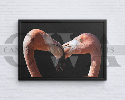 Flamingo Kissing Canvas Wall Art Bird Poster Print