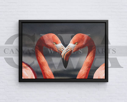 Flamingo Canvas Wall Art Romantic Painting for Bedroom Bird Poster Print