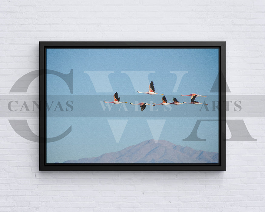 Flying Flamingo Canvas Painting Bird Poster Print