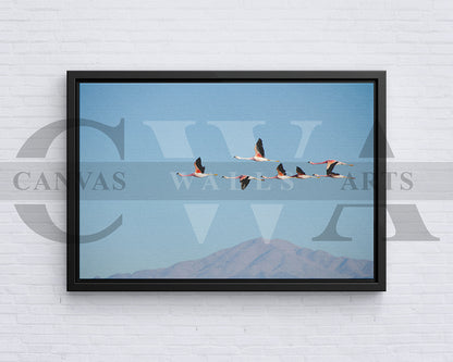 Flying Flamingo Canvas Painting Bird Poster Print