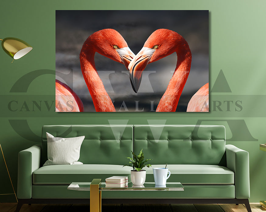 Flamingo Canvas Wall Art Romantic Painting for Bedroom Bird Poster Print